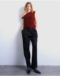 TOPSHOP - Twist Shoulder Velvet Top