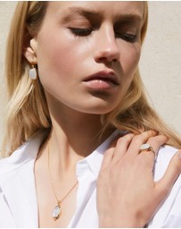 Najo - Fleur Yellow Gold Rainbow Moonstone Earrings