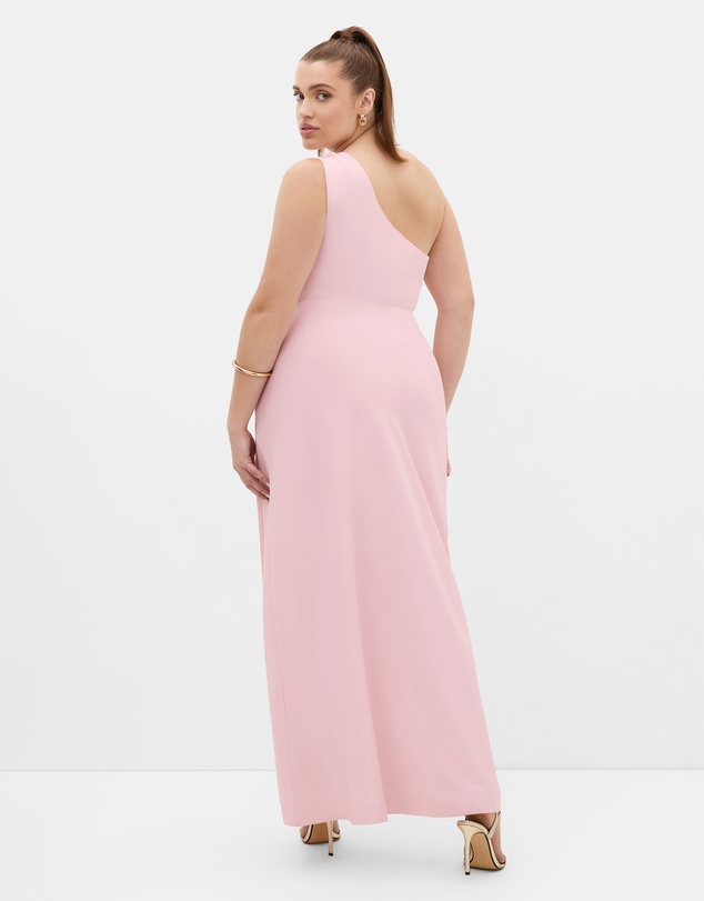 City Chic - Plus size Jayne One Shoulder Maxi Dress - heavenly pink