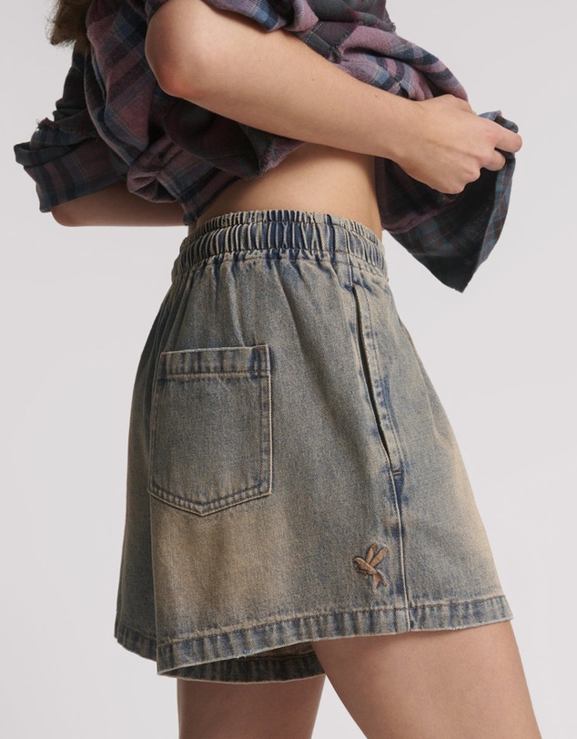 ONE TEASPOON - Boxer Low Waist Denim Shorts - Island Blue