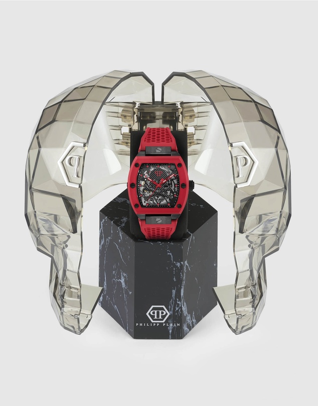 Philipp Plein - Skeleton 44mm Red Tone Red Silicone Strap