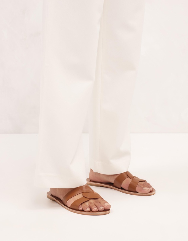 AERE - Leather Cross Loop Flat Slides