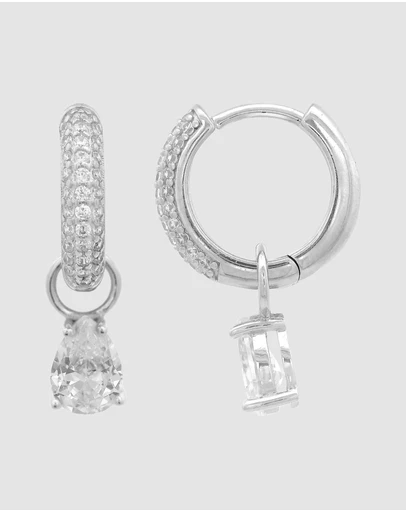 Georgini - GEORGINI WISTERIA DUO PEAR EARRINGS SILVER