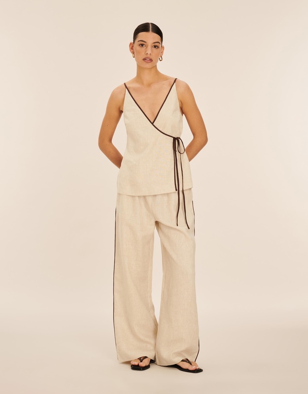 AERE - Linen Wrap Top