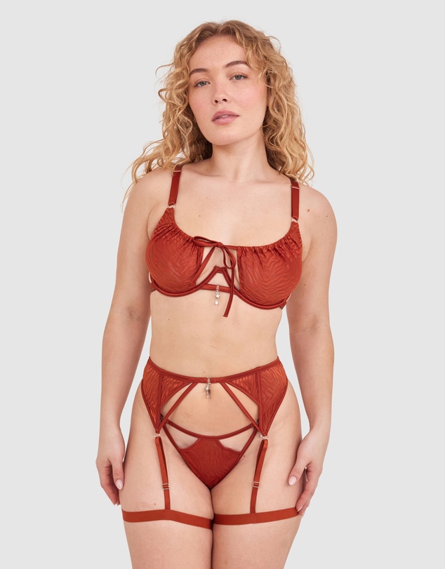 Bras N Things - Night Games Wild Delight Suspender - Rust