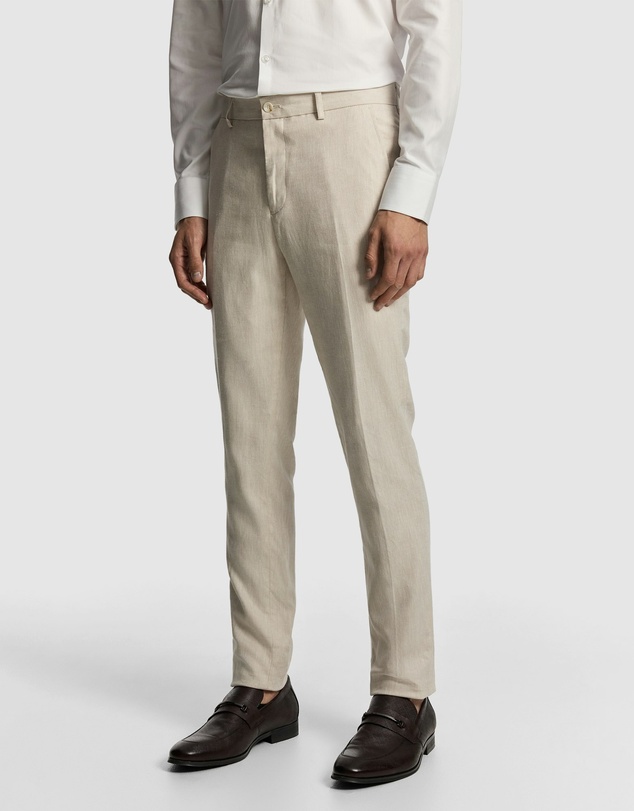 yd. - Carter Stretch Linen Blend Slim Tapered Dress Pant