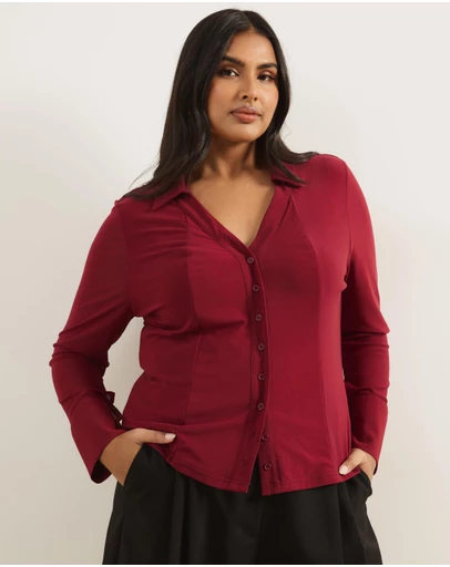 Atmos&Here Curvy - Willa Long Sleeve Mesh Shirt