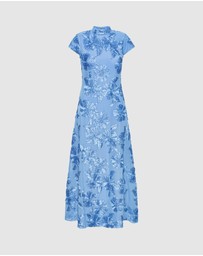 ROTATE - Mesh Capsleeve Maxi Dress
