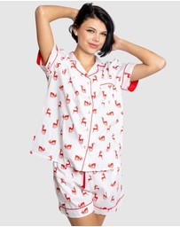 Sant And Abel - Women's Reindeer Red Short PJ Set