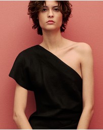 M.N.G - Rachel Asymmetrical Linen Dress