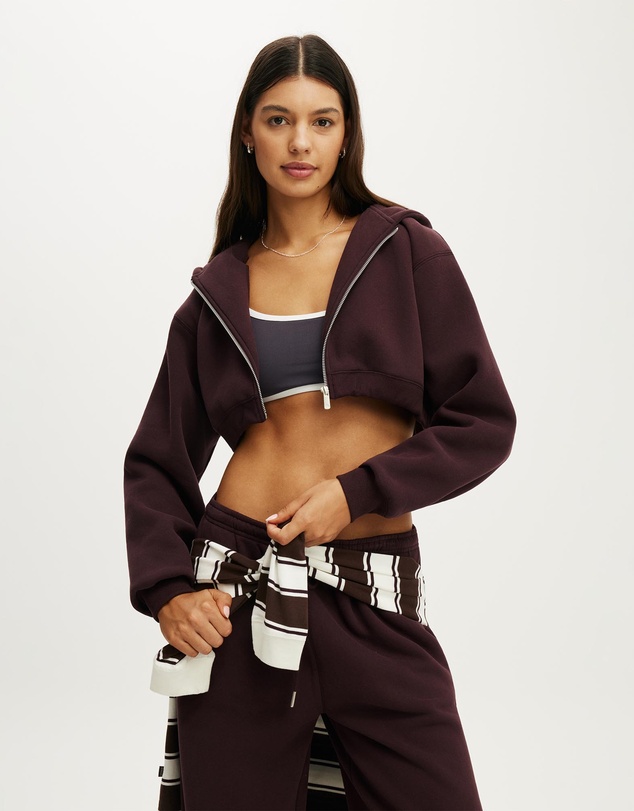Cotton On Body Active - Plush Micro Cropped Zip Through