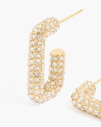 Lovisa - Waterproof Gold Plated Stainless Steel Diamante Pave Rectangle Hoop Earrings