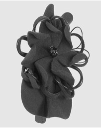 Max Alexander - Felt Black Flower Winter Racing Fascinator