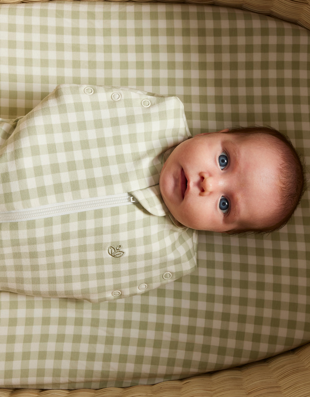 Grow Kindly - Swaddle Sleeping Bag in Gumleaf Gingham - 1 TOG