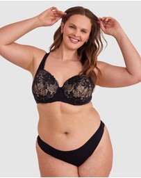 Bras N Things - Smooth Comfort Lace V String Knicker - Black/ Black