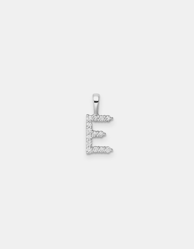 Zoe Olivia - 9K White Gold Lab Grown Diamond Initial E Pendant