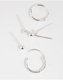 Lovisa - Sterling Silver Ball Diamante Stud & Hoop Earring Pack
