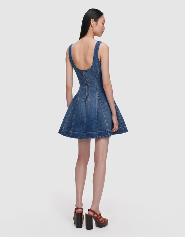 Self Portrait - Denim Flared Mini Dress