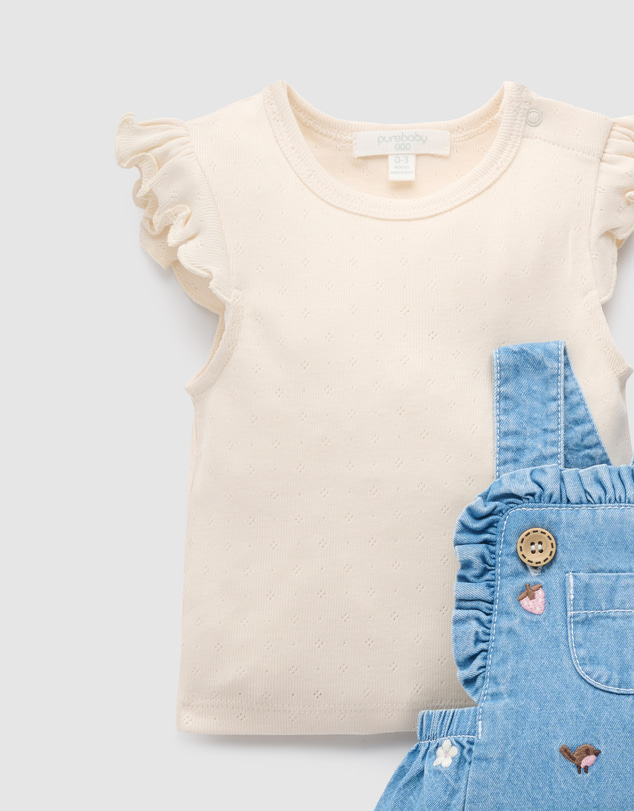 Purebaby - Broderie Overall Set-Kids-Babies