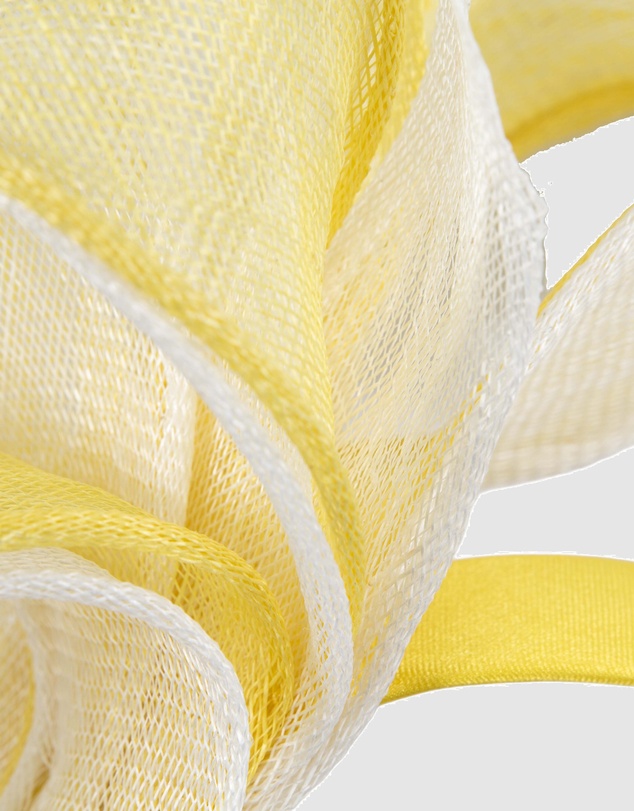 Max Alexander - Yellow and White Sinamay Bow Racing Fascinator