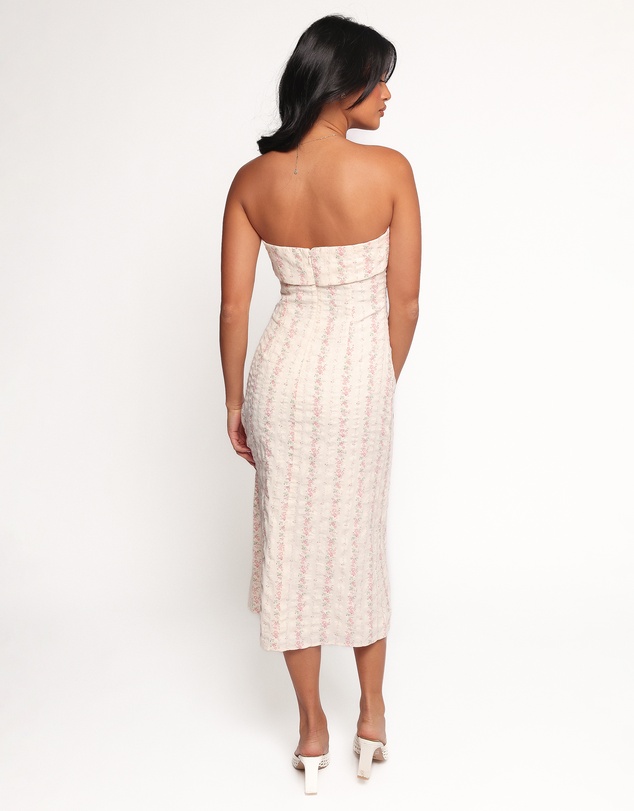 Petal & Pup - Norma Strapless Midi Dress - Pink Floral