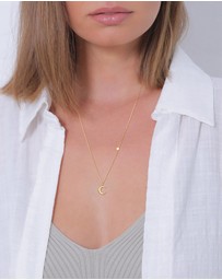 Elli Jewelry - Necklace Pendant Crescent Moon Star Astro in 925 Sterling Silver Gold Plated