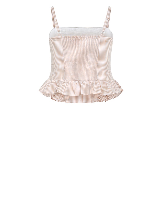 City Chic - Plus size Tessa Check Print Bustier Top - taupe