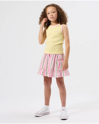 Goldie + Ace - Embroidered Colour Pop Rib Singlet - Babies-Kids