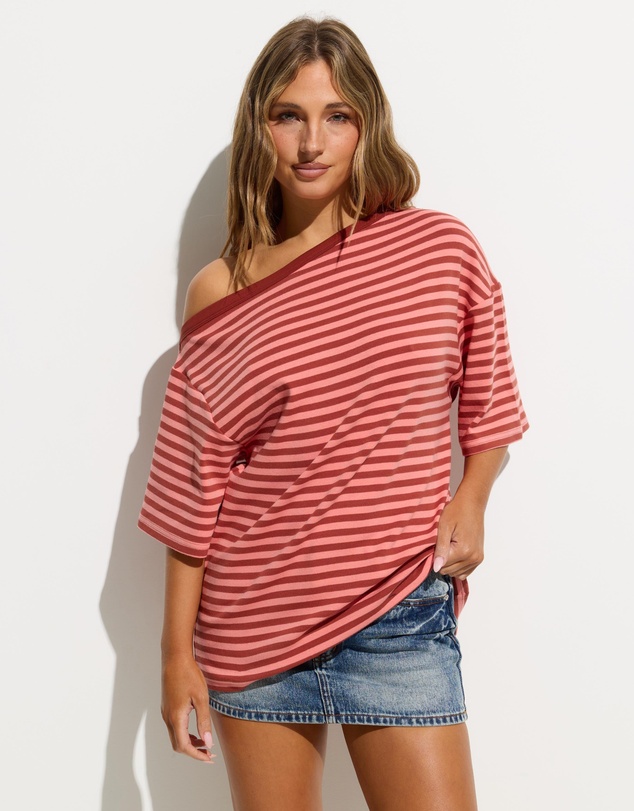 Dazie - Nostalgia Stripe Asymmetric Tee
