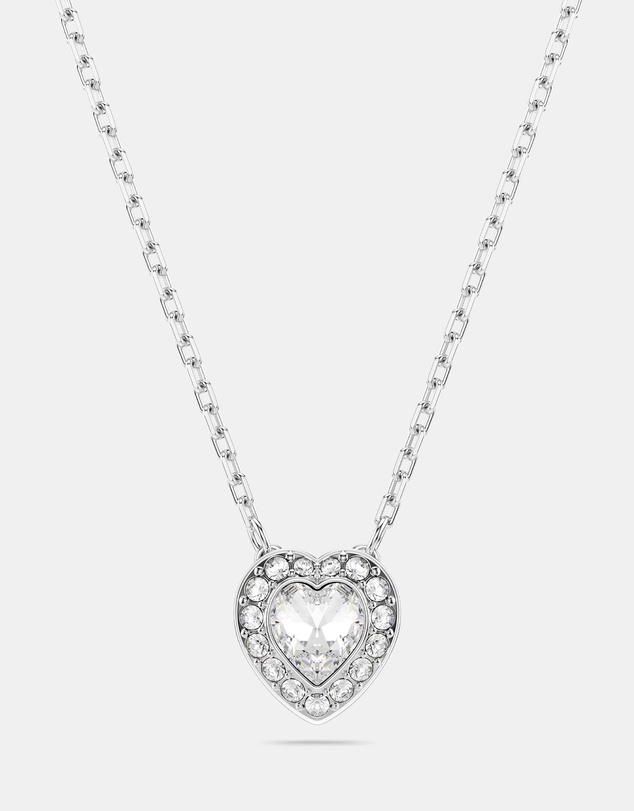Swarovski - Ariana Grande x Swarovski pendant, Mixed cuts, Heart, White, Rhodium plated