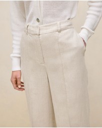 Trenery - Yarn Dyed Linen Pintucked Pant in Flax