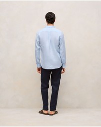 Trenery - Regular Fit Delave Linen Long Sleeve Shirt in Fresh Blue