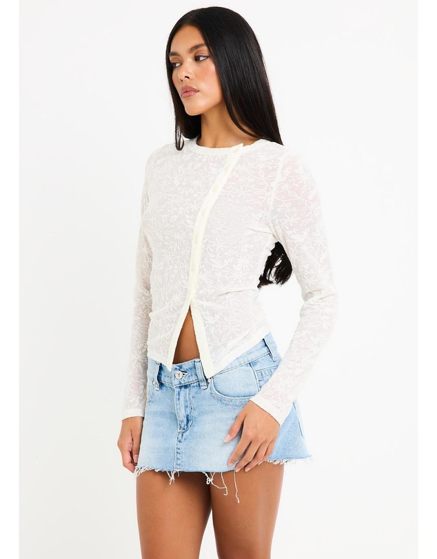 Subtitled - Ariel Crinkle Long Sleeve Button Top