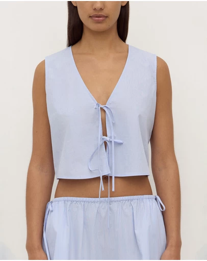 Assembly Label - Havana Stripe Poplin Tie Front Top