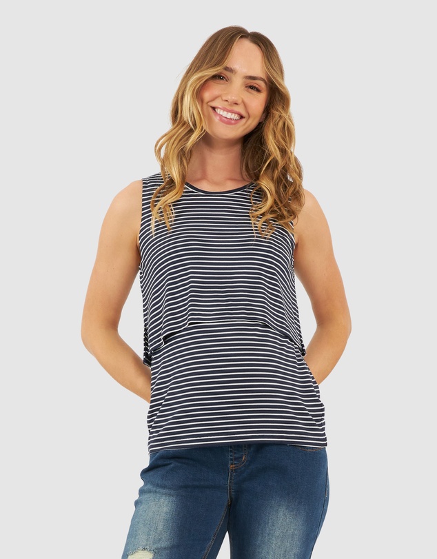 Ripe Maternity - Stripe Layered Nursing Tank