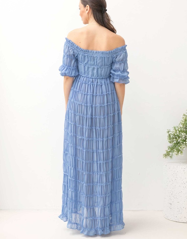 Angel Maternity - Marianna Sheer Maternity Photoshoot Dress in Blue