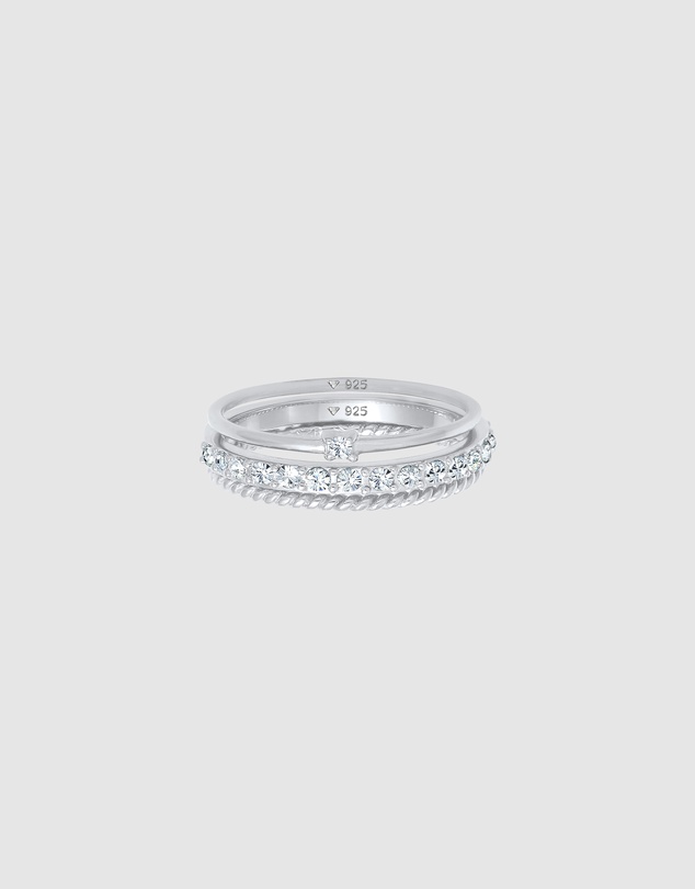 Elli Jewelry - Crystal Ring Set in 925 Silver
