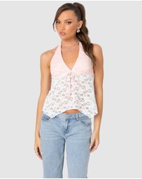 EDIKTED - Esme Sheer Lace Halter Top