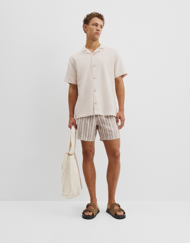 Country Road - Short Sleeve Cotton Linen Basket Weave Shirt
