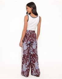 Petal & Pup - Aine Wide Leg Tailored Pant - Burgundy Floral