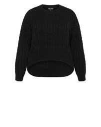 City Chic - Plus size Kenia Crew Neck Knit Jumper - black