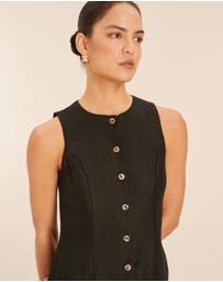 AERE - Linen Button Down Midi Dress