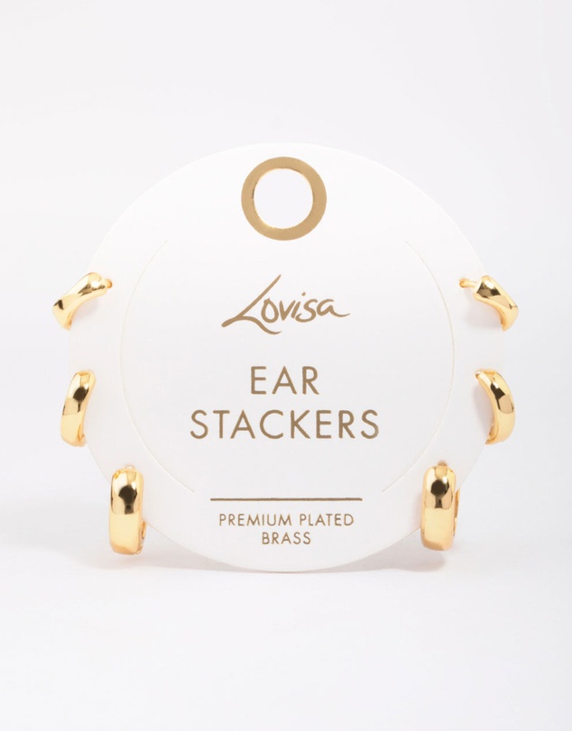 Lovisa - Gold Plated Brass Graduating Hoop Earring 3-Pack