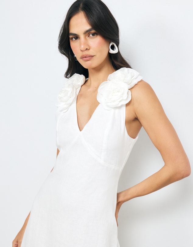 AERE - Mika Placement Flower Midi Dress