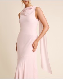 Six Stories - High Cowl Neck Drape Chiffon Bridesmaid Dress