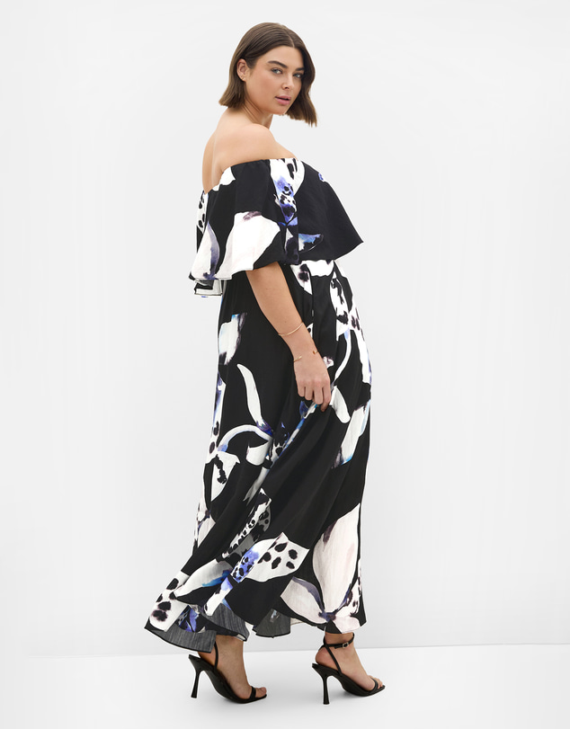 City Chic - Plus size Jacinta Bloom Print Maxi Dress - black