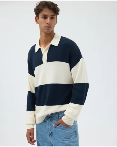 AERE - Organic Cotton Stripe Knit Rugby Shirt