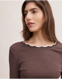 Forever New - Rebecca Scallop Long Sleeves Top