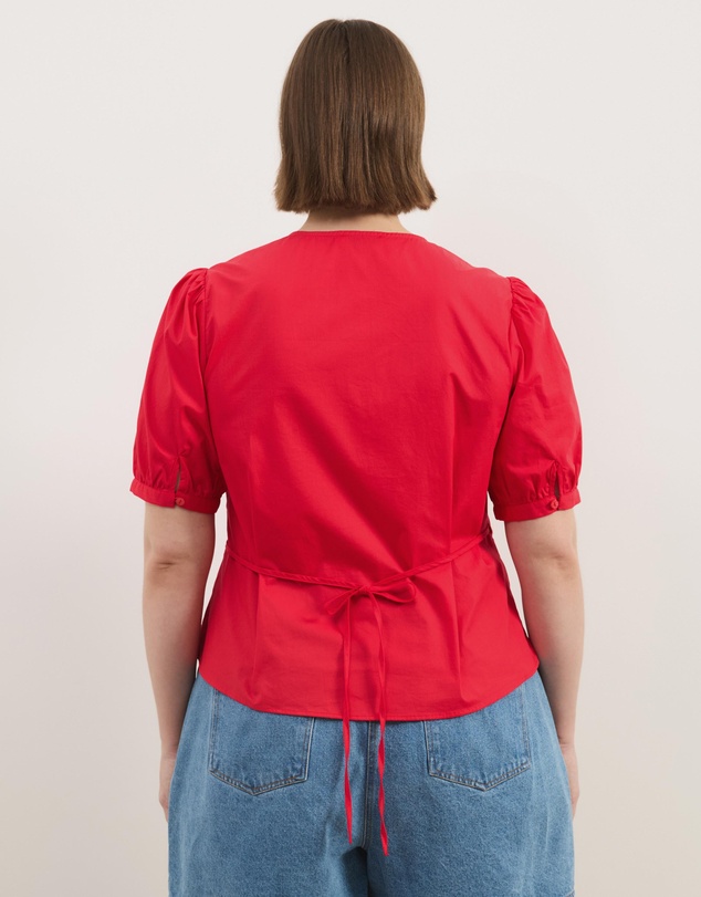 Atmos&Here Curvy - Nora Puff Sleeve Wrap Shirt