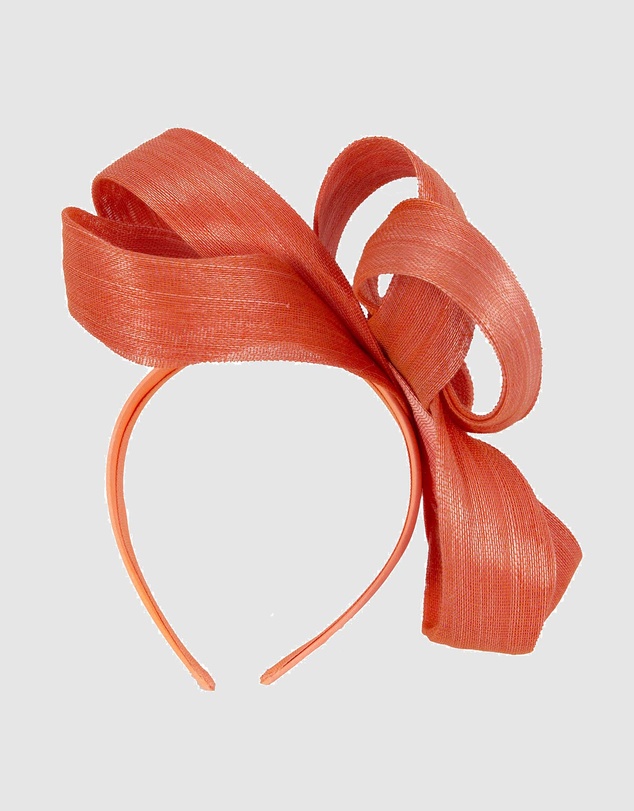 Fillies Collection - Orange Abaca Loops Racing Fascinator